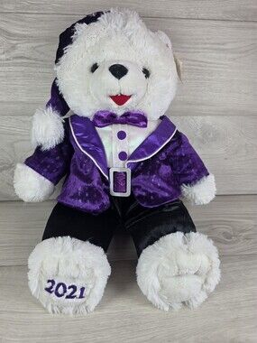 Holiday Time Snowflake Teddy Plush Bear Purple and White 17" SU52